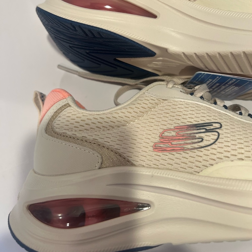 Skechers Women's Beige & Coral Skech-Air Walking Sneakers ‘Machine Washable’ NWT - Picture 13 of 16